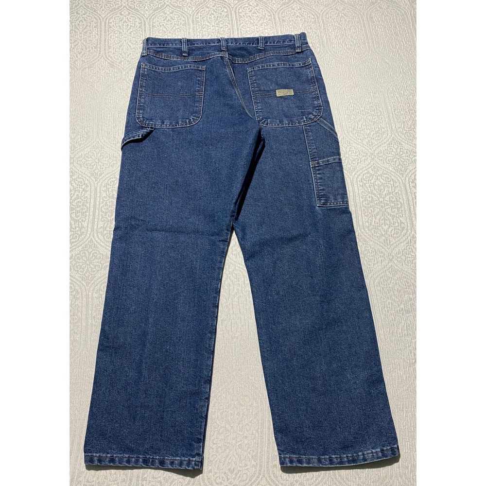 Wrangler Mens 34x30 Blue Carpenter Jeans 94LSWDV Relaxed Fit Work Utility